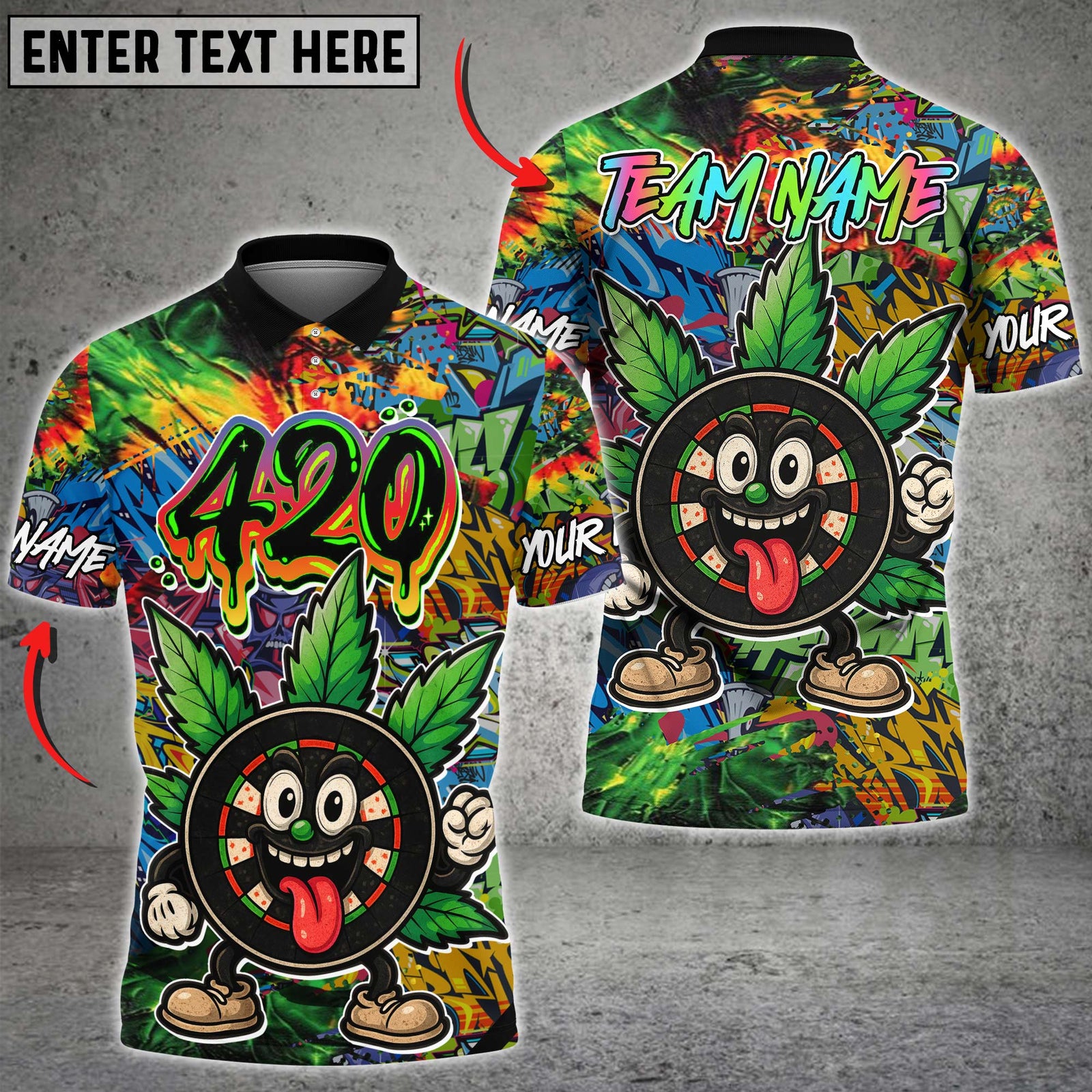 Blisscorners Darts 420 Graffiti Dartboard Champion Multicolor Customized Name, Team Name 3D Shirts