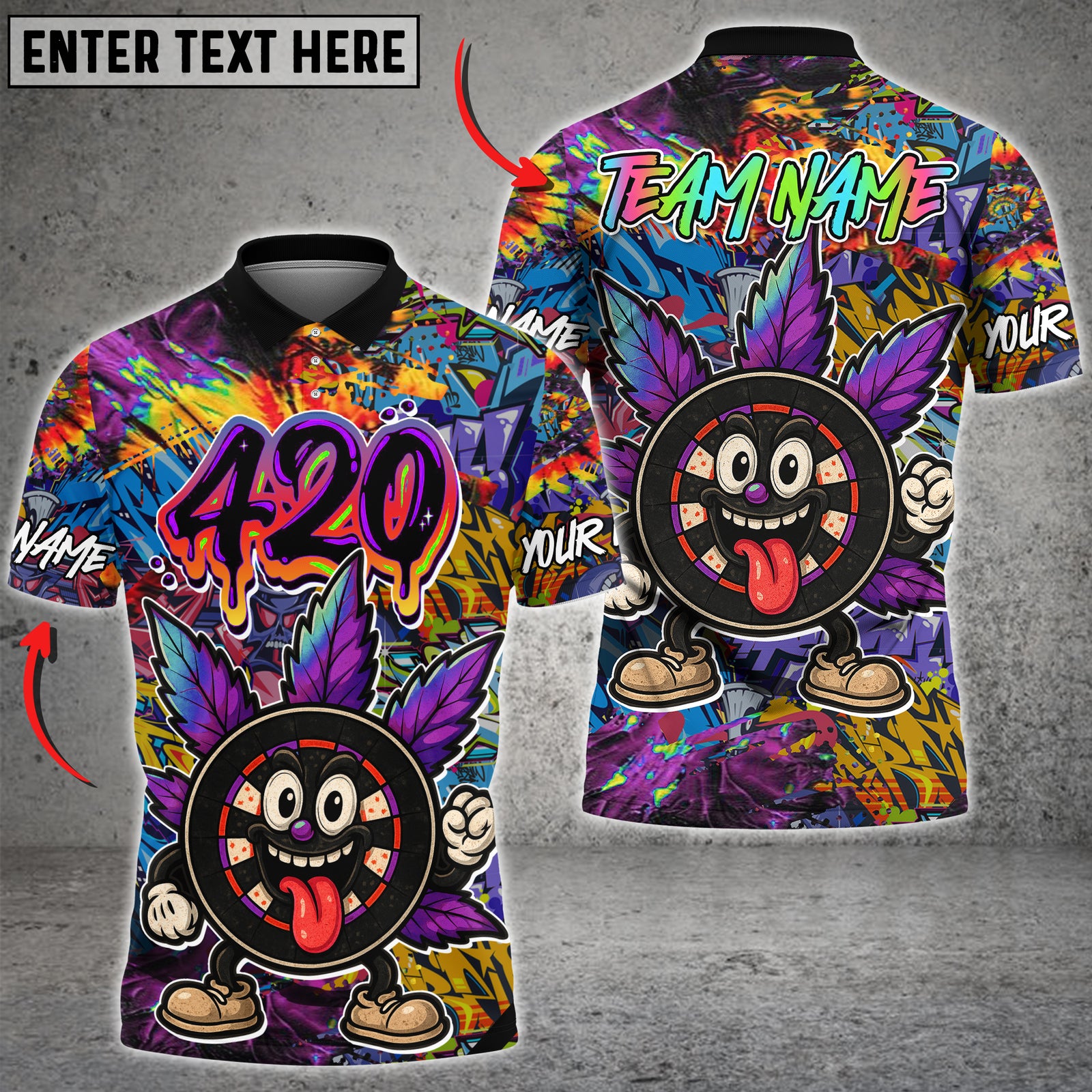 Blisscorners Darts 420 Graffiti Dartboard Champion Multicolor Customized Name, Team Name 3D Shirts
