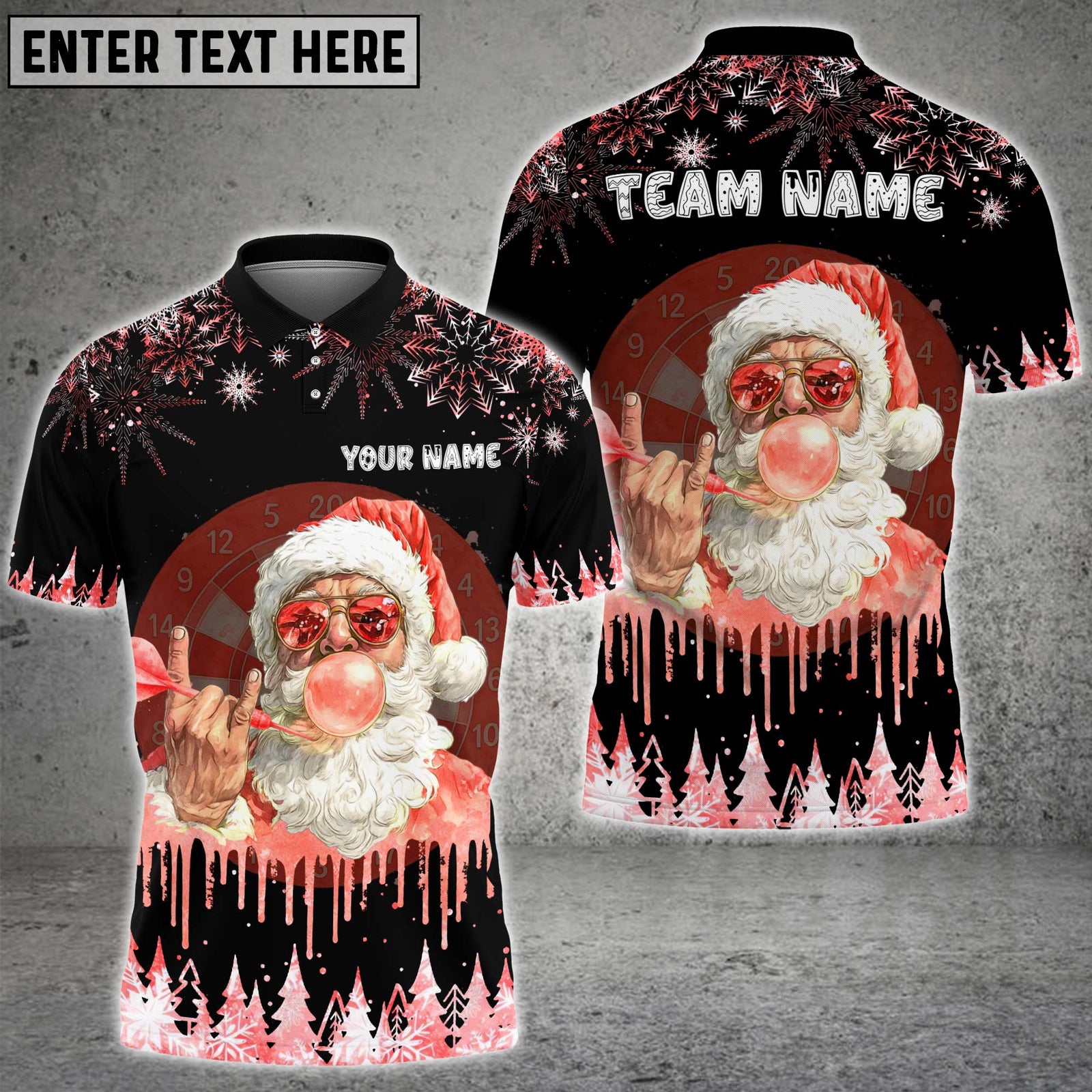 Blisscorners Darts Santa Bubblegum Multicolor Customized Name, Team Name 3D Shirt