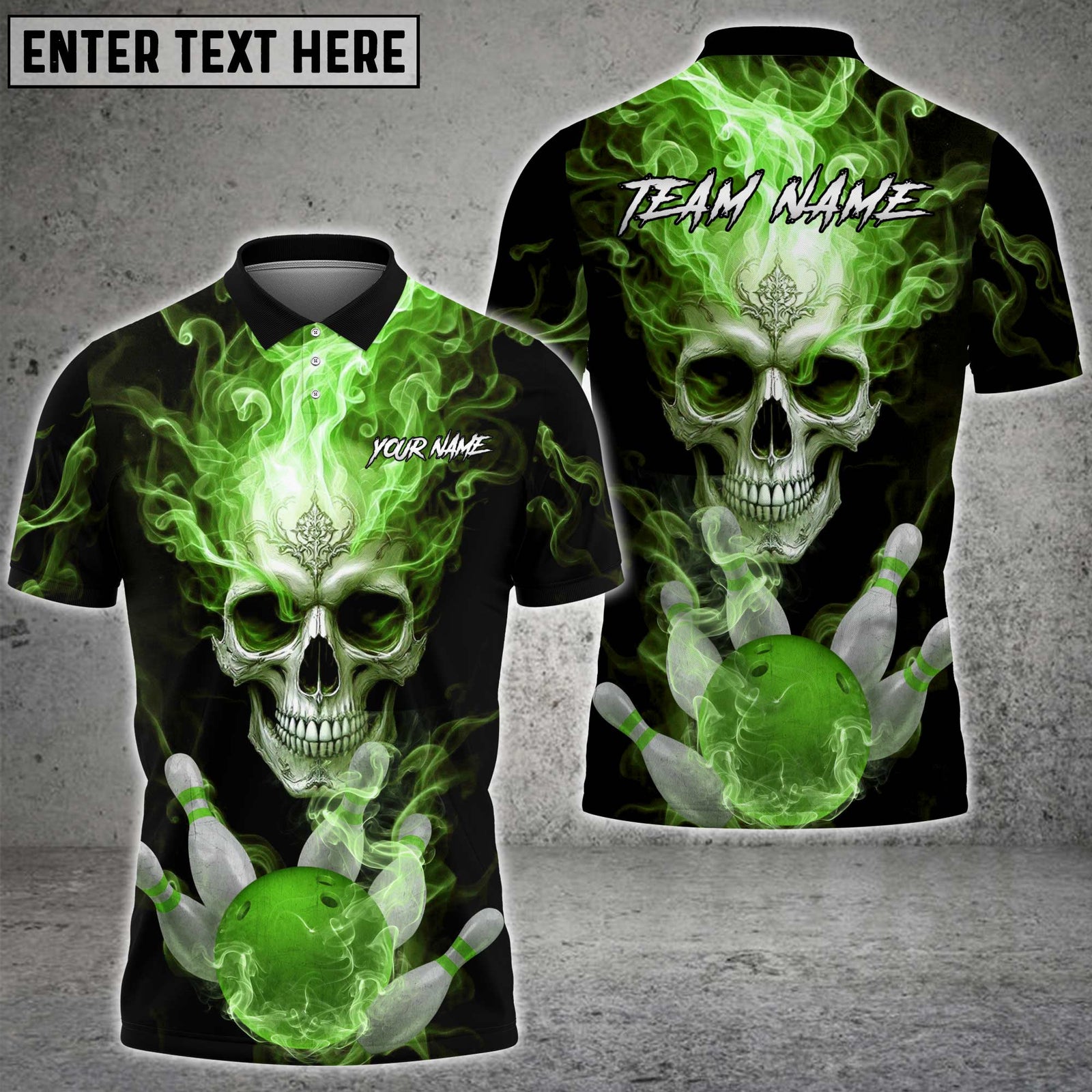 Blisscorners Bowling Flaming Skull Multicolor Customized Name, Team Name 3D Shirts