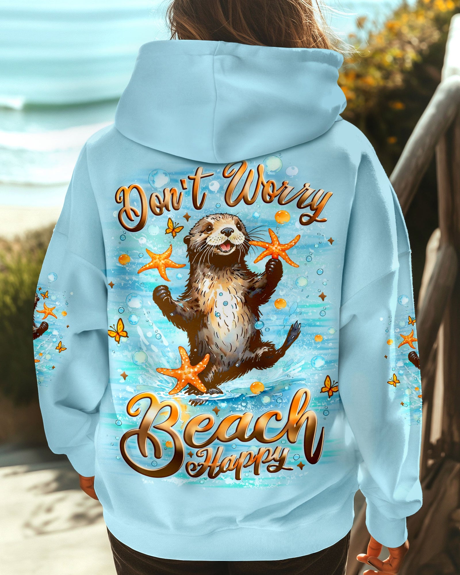 BLISSCORNERS DON'T WORRY BEACH HAPPY SEA OTTER ALL OVER PRINT