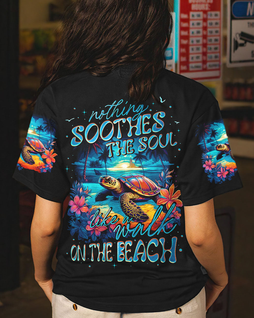 BLISSCORNERS WALK ON THE BEACH TURTLE ALL OVER PRINT