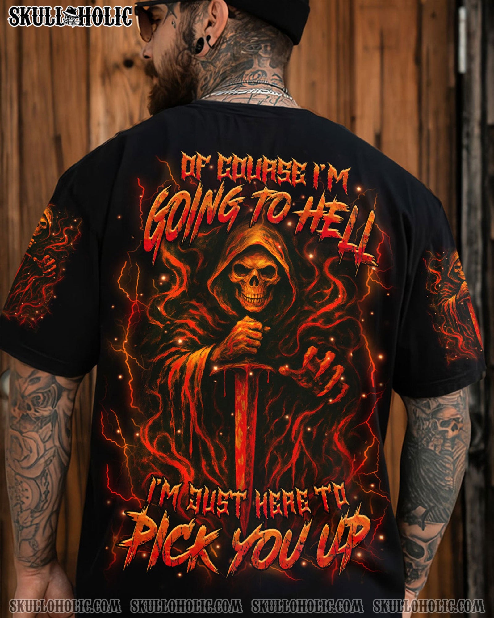 BLISSCORNERS OF COURSE I'M GOING TO HELL SKULL REAPER ALL OVER PRINT