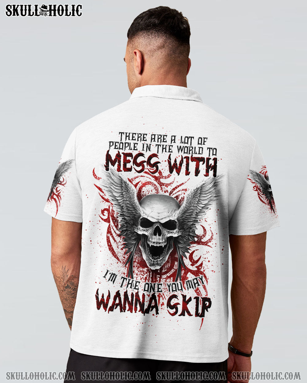 BLISSCORNERS I'M THE ONE YOU MAY WANNA SKIP SKULL WINGS ALL OVER PRINT