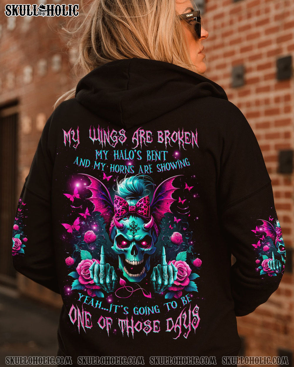 BLISSCORNERS IT'S GOING TO BE ONE OF THOSE DAYS MESSY BUN SKULL ALL OVER PRINT