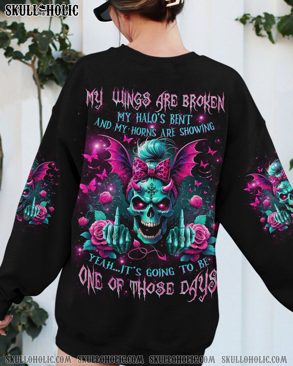 BLISSCORNERS IT'S GOING TO BE ONE OF THOSE DAYS MESSY BUN SKULL ALL OVER PRINT
