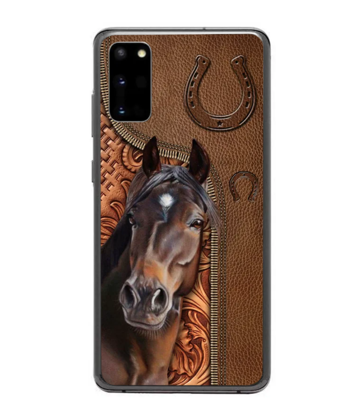 Horse Love Leather Pattern Personalized Phone Case - Samsung