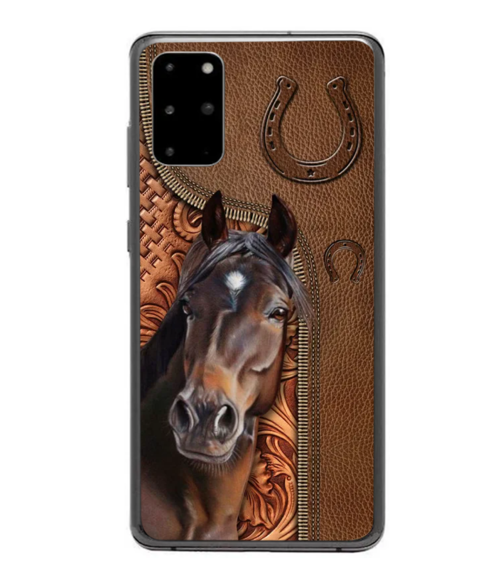Horse Love Leather Pattern Personalized Phone Case - Samsung