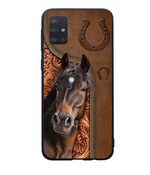 Horse Love Leather Pattern Personalized Phone Case - Samsung