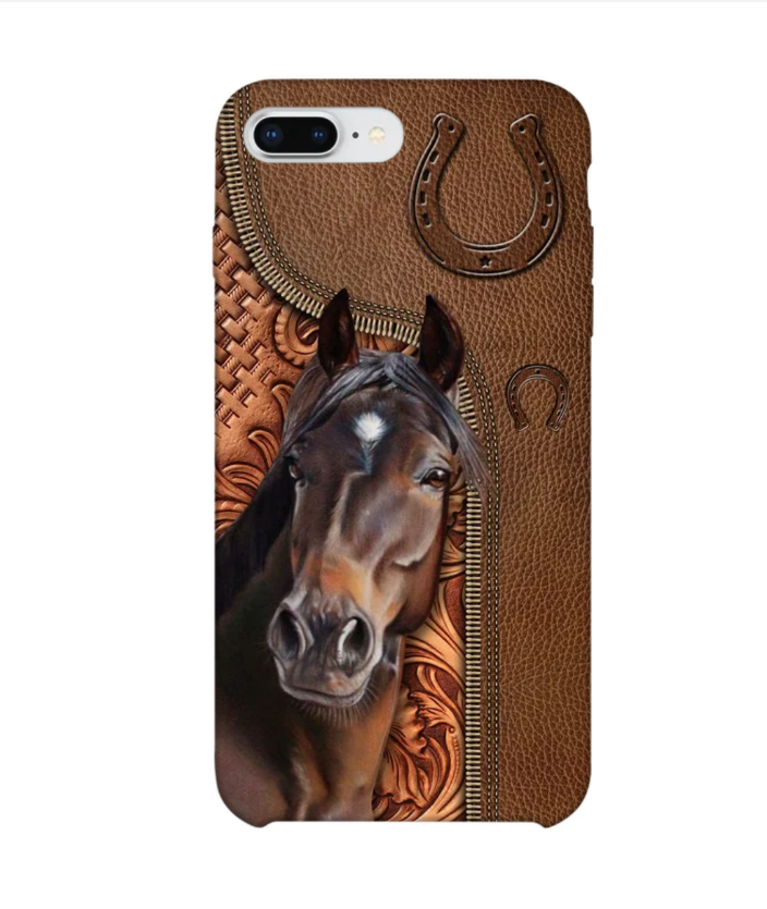 Horse Love Leather Pattern Personalized Phone Case - IPHONE