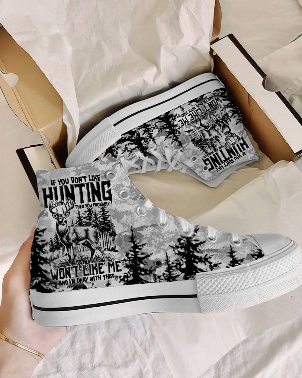 BLISSCORNERS IF YOU DONT LIKE HUNTING THIGH TOP CANVAS SHOES
