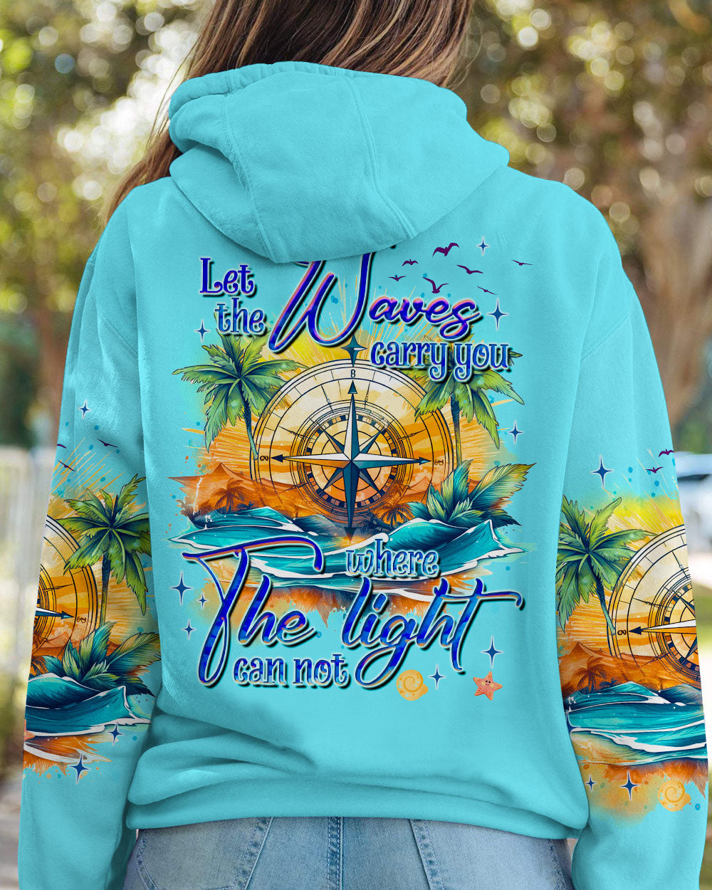 BLISSCORNERS LET THE WAVES CARRY YOU COMPASS ALL OVER PRINT