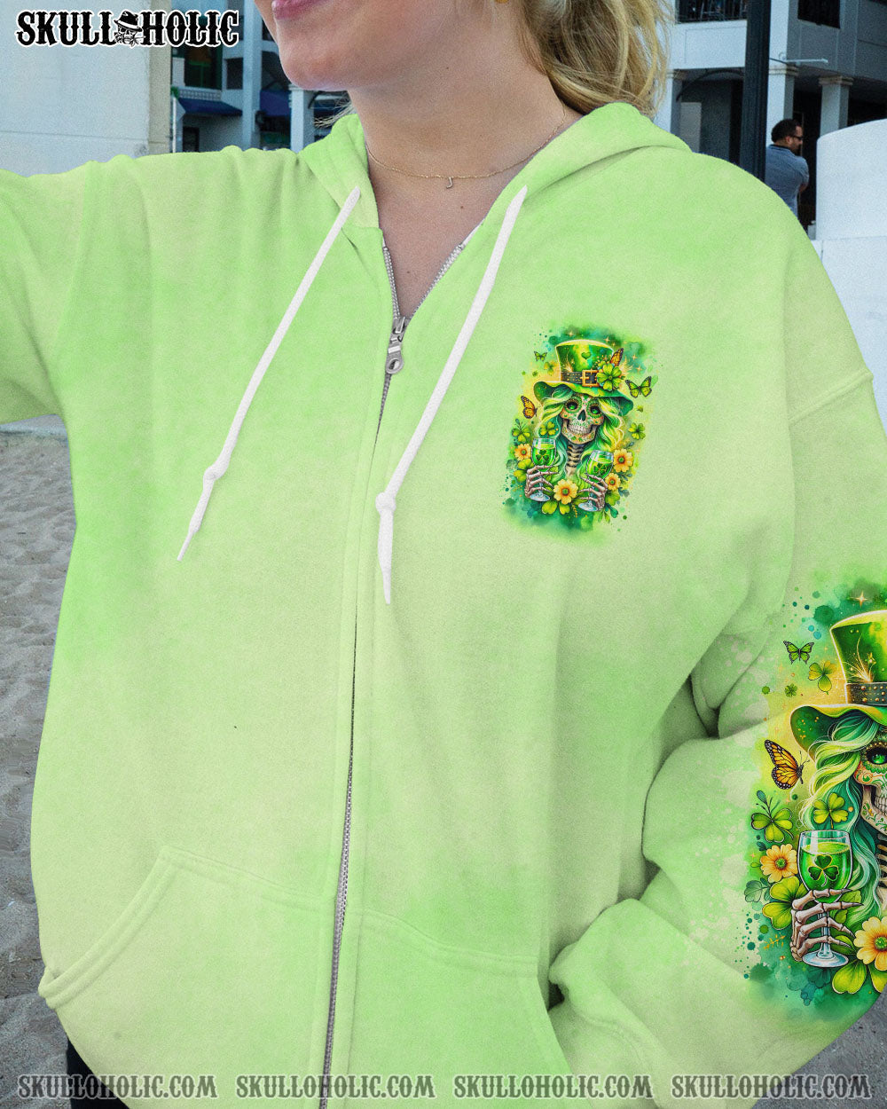 BLISSCORNERS DRINK UP B SKULL LADY PATRICK'S DAY ALL OVER PRINT