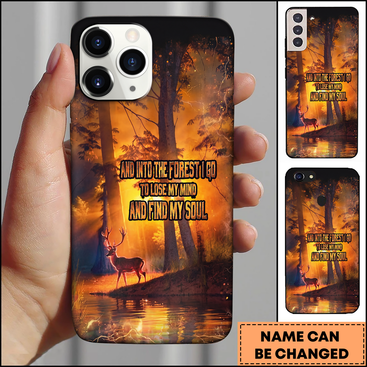 Blisscorners Deer Forest Quote Sunset Nature Art 3D Phonecase