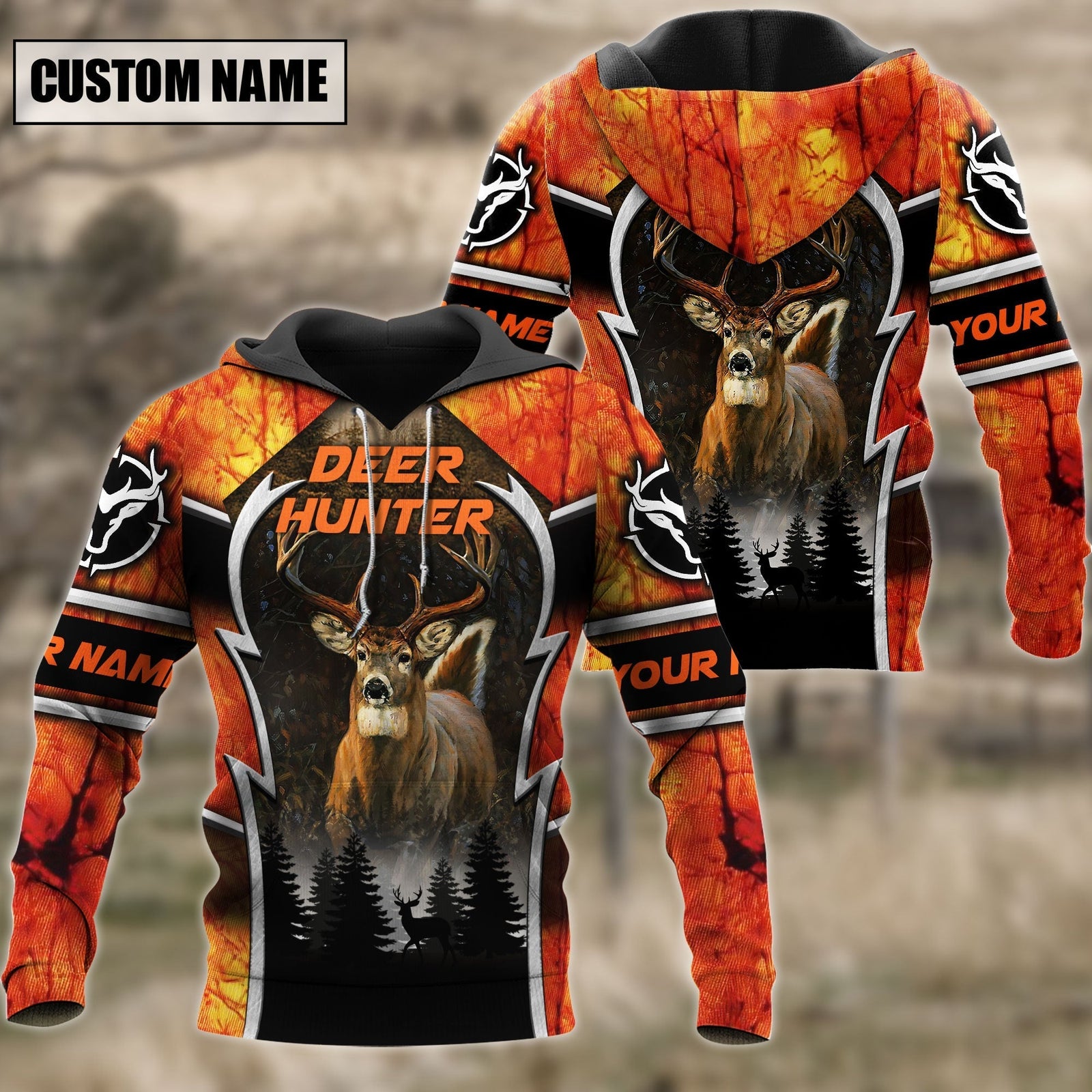 Blisscorners Personalized Deer Hunting Hunter Orange Camo 3D Shirts