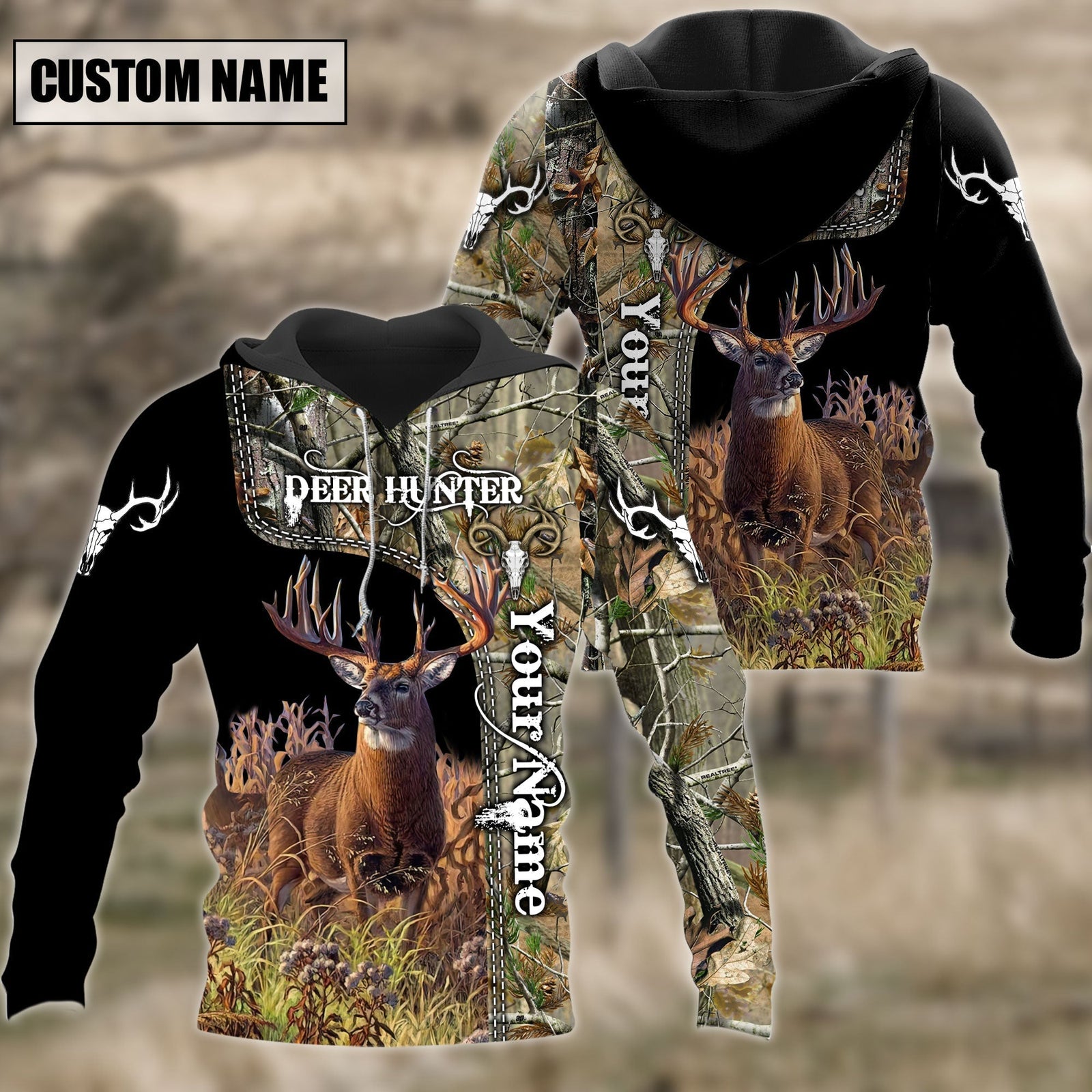 Blisscorners Custom Name Deer Hunting 3D Design All Over Printed
