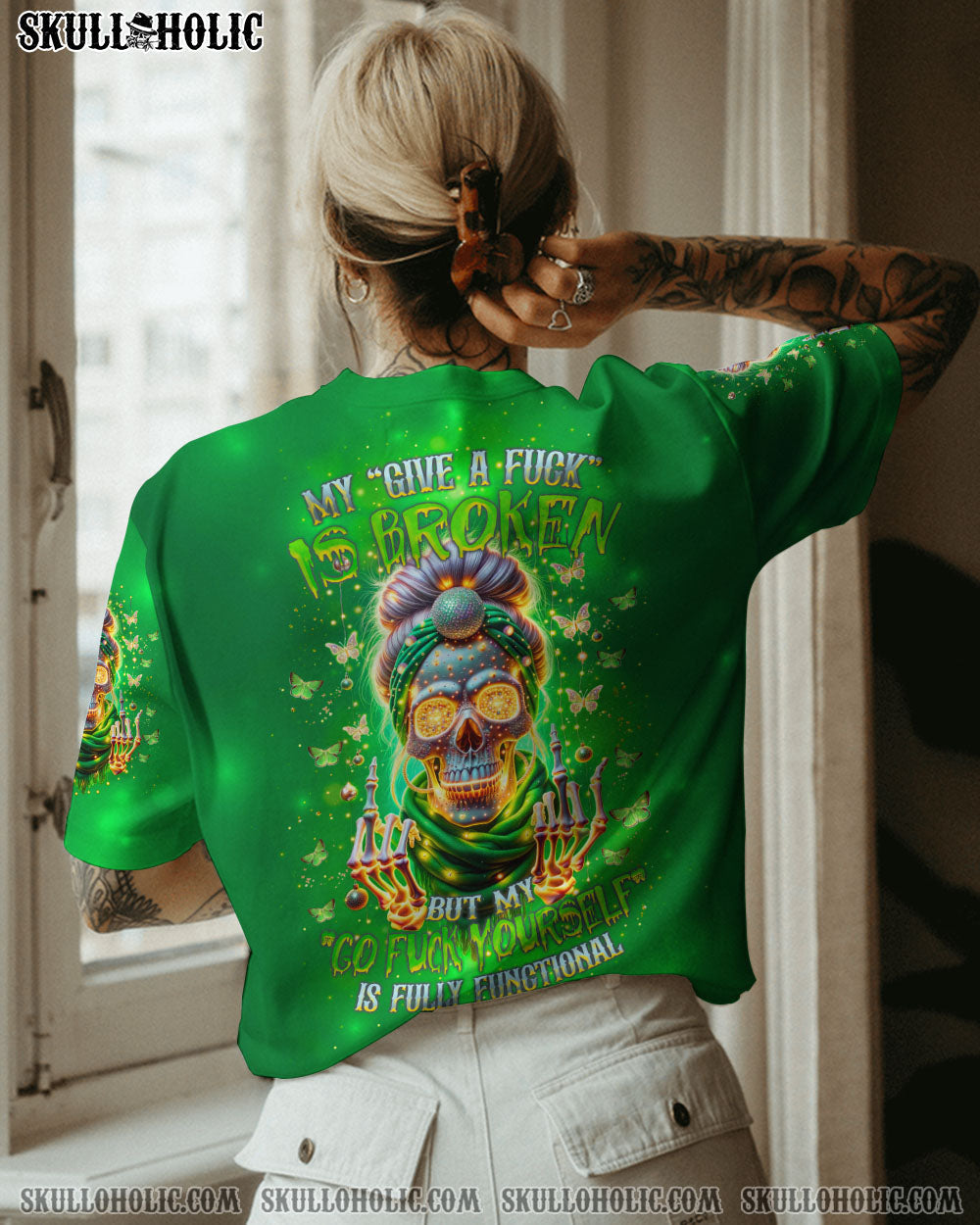 BLISSCORNERS I'M A B DON'T TRY ME ROSE MESSY BUN ALL OVER PRINT