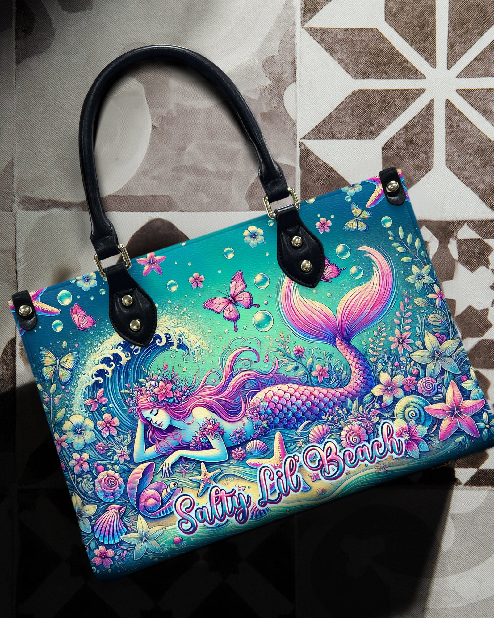 BLISSCORNERS SALTY LIL' BEACH MERMAID LEATHER HANDBAG