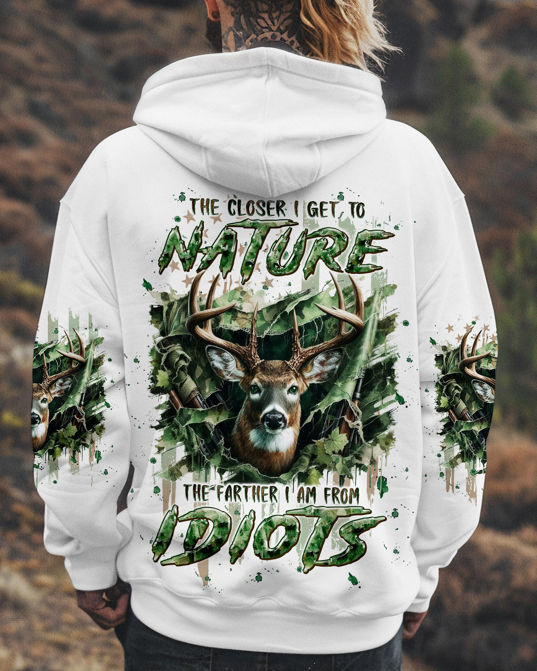 BLISSCORNERS THE CLOSER I GET TO NATURE DEER HUNTING ALL OVER PRINT