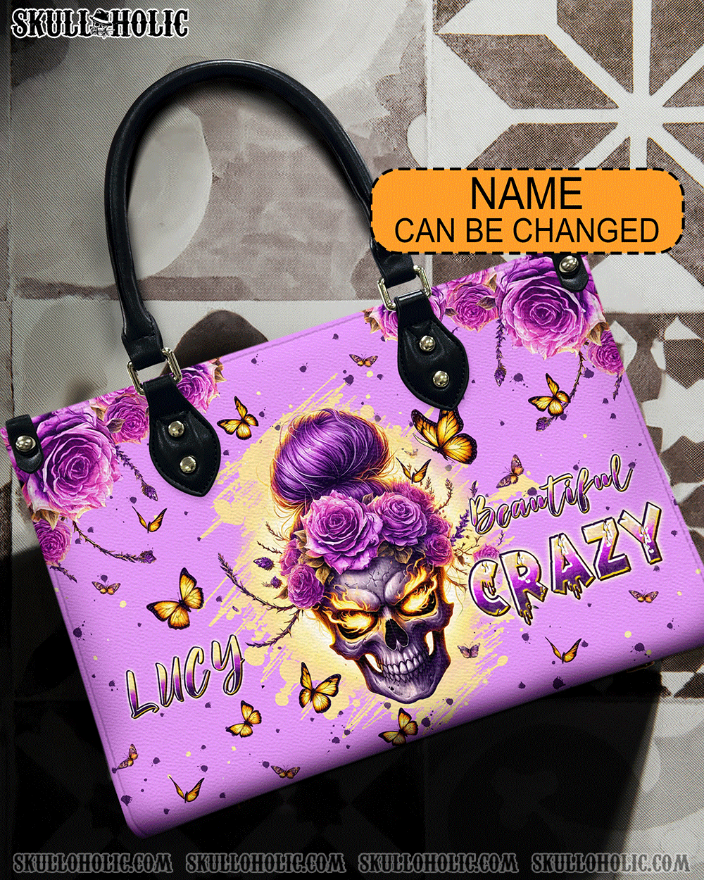 BLISSCORNERS BEAUTIFUL CRAZY MESSY BUN SKULL LEATHER HANDBAG