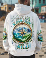 BLISSCORNERS BORN TO EXPLORE DESTINED TO BE WILD COMPASS ALL OVER PRINT