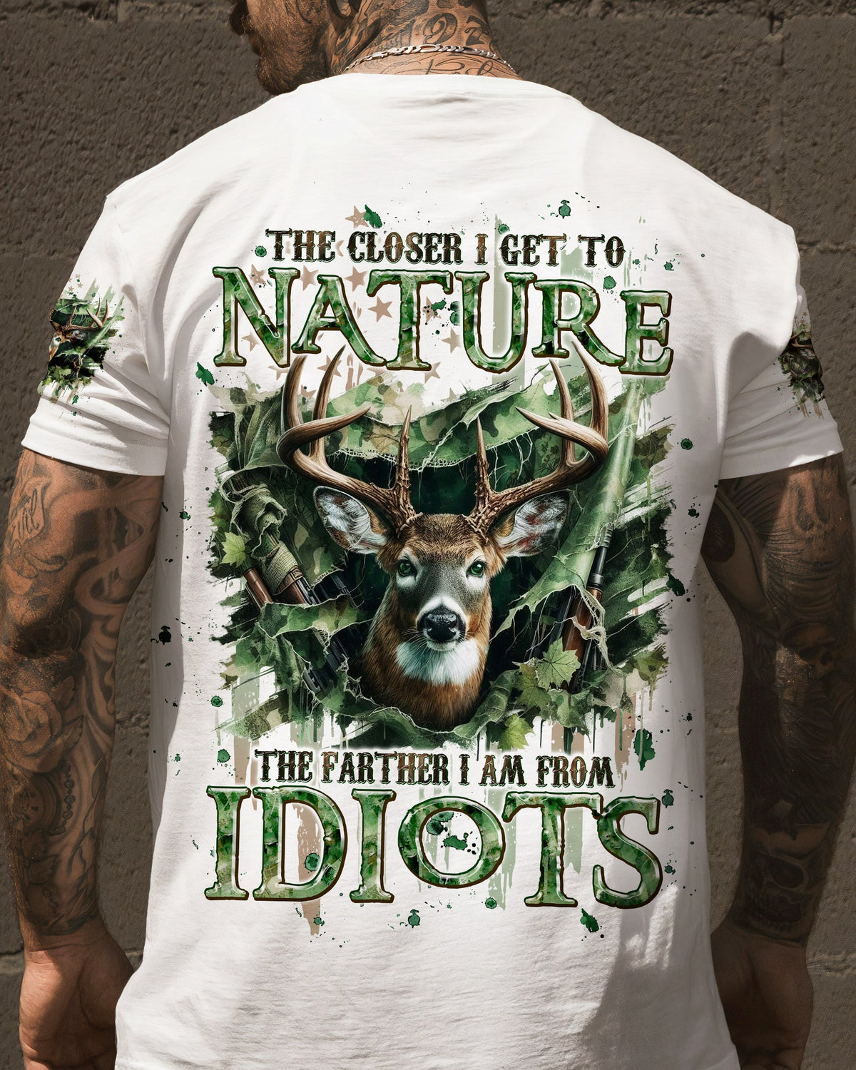 BLISSCORNERS THE CLOSER I GET TO NATURE DEER HUNTING ALL OVER PRINT
