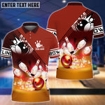Blisscorners Red Bowling Ball Crashing into the Pins Personalized Name 3D Shirt