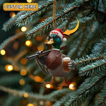 Blisscorners Deer Hunter Muscle Santa Hat Beer Mug Personalized Name Christmas Ornament