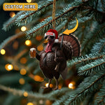 Blisscorners Deer Hunter Muscle Santa Hat Beer Mug Personalized Name Christmas Ornament