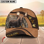 Blisscorners Golden Deer Hunting Realistic Buck Head Leather Pattern Personalized Name 3D Cap (6 Options)