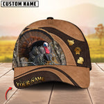 Blisscorners Golden Deer Hunting Realistic Buck Head Leather Pattern Personalized Name 3D Cap (6 Options)