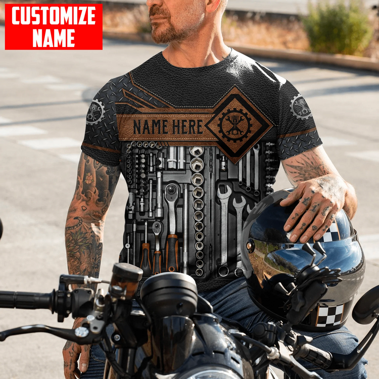Blisscorners Custom Name Vintage Mechanic Shirt Mechanic Tool Unisex Printed T Shirt