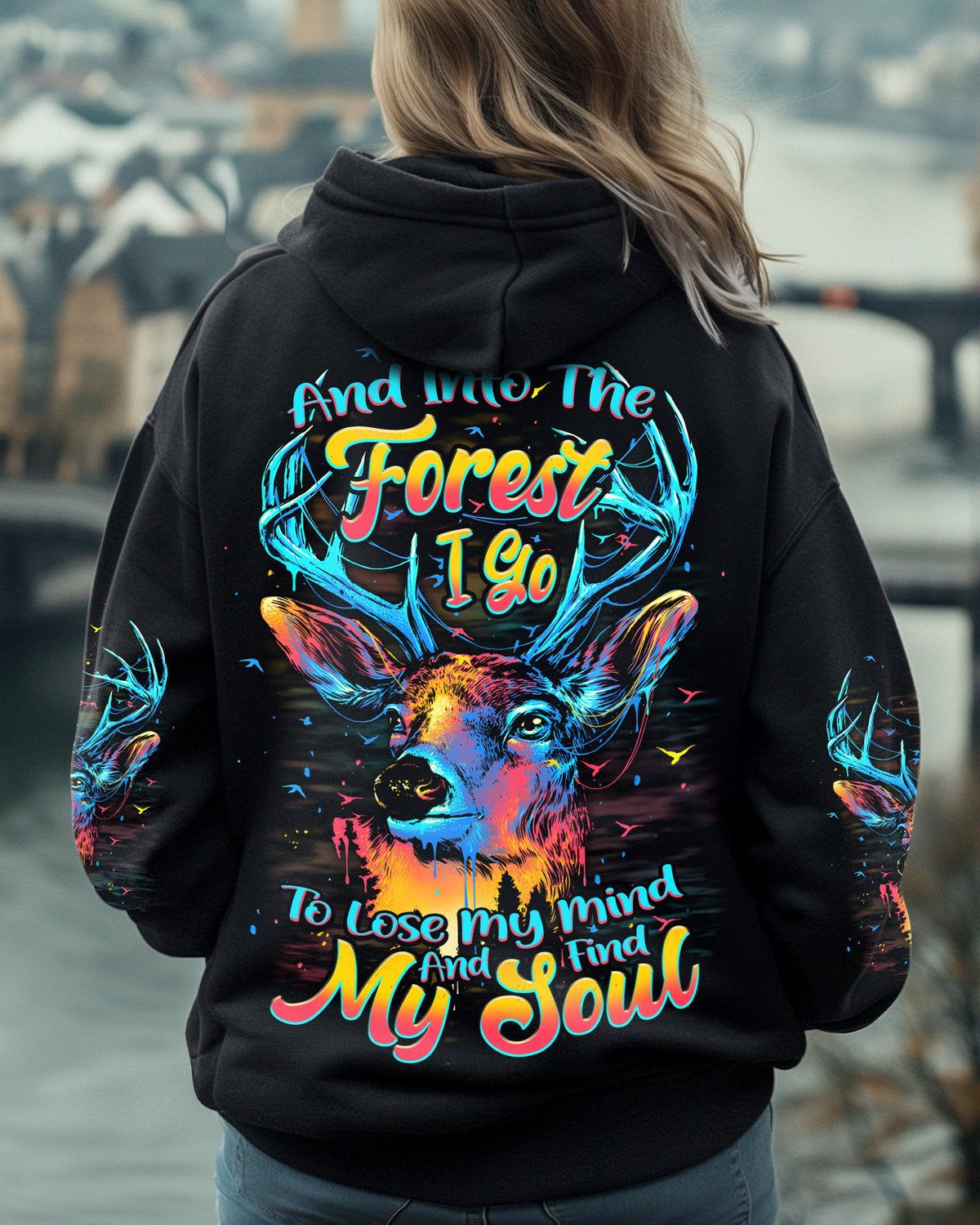 BLISSCORNERS AND INTO THE FOREST I GO DEER ALL OVER PRINT