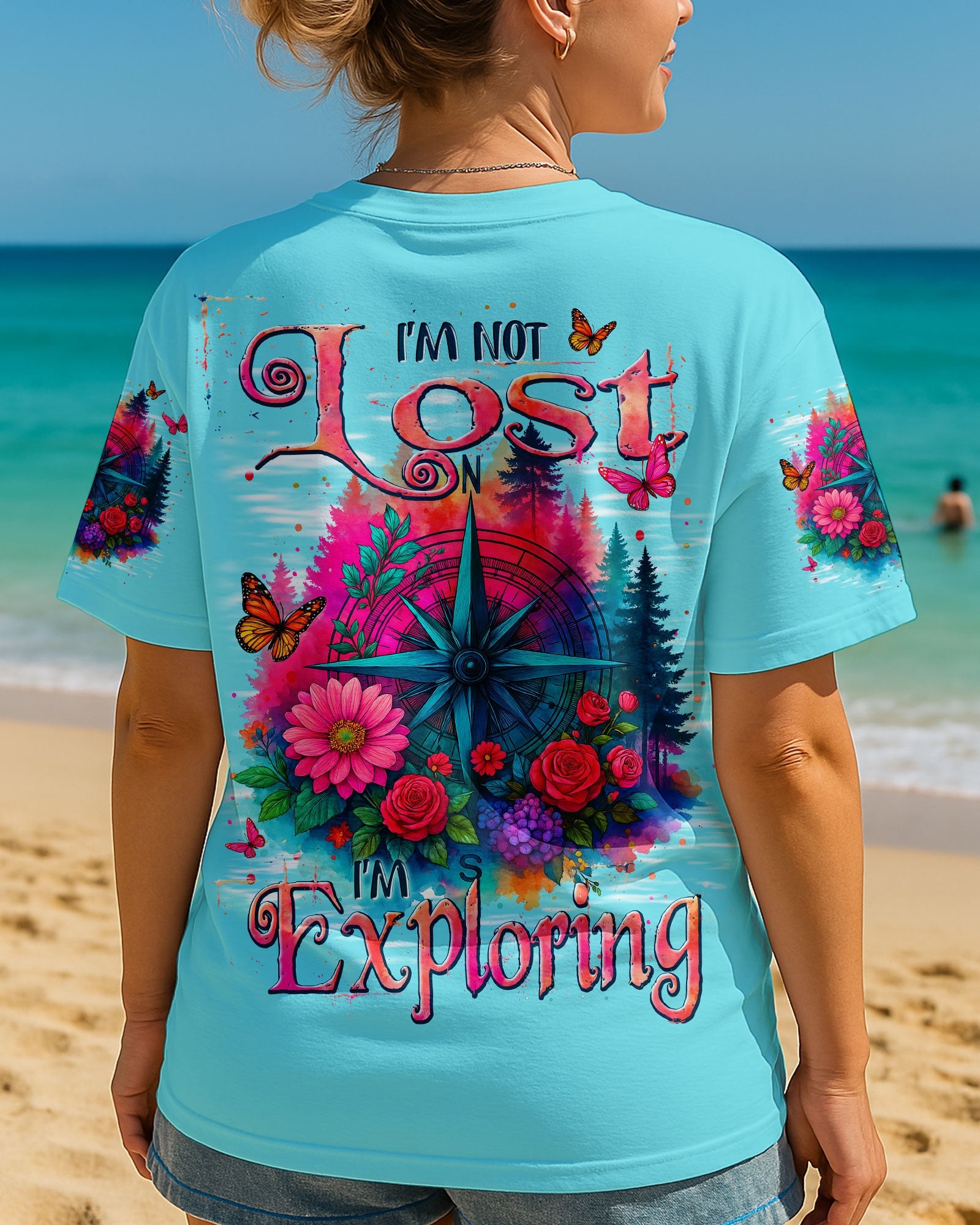 BLISSCORNERS I'M NOT LOST I'M EXPLORING COMPASS ALL OVER PRINT