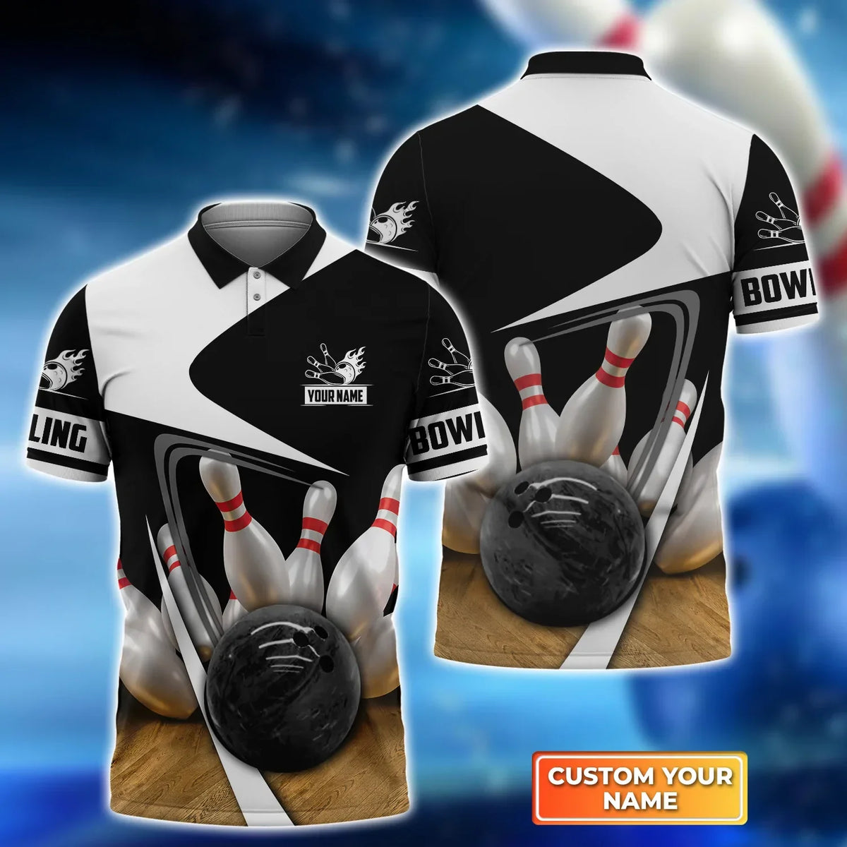 Blisscorners Ten Strike Classic Bowling Personalized Name 3D Shirt