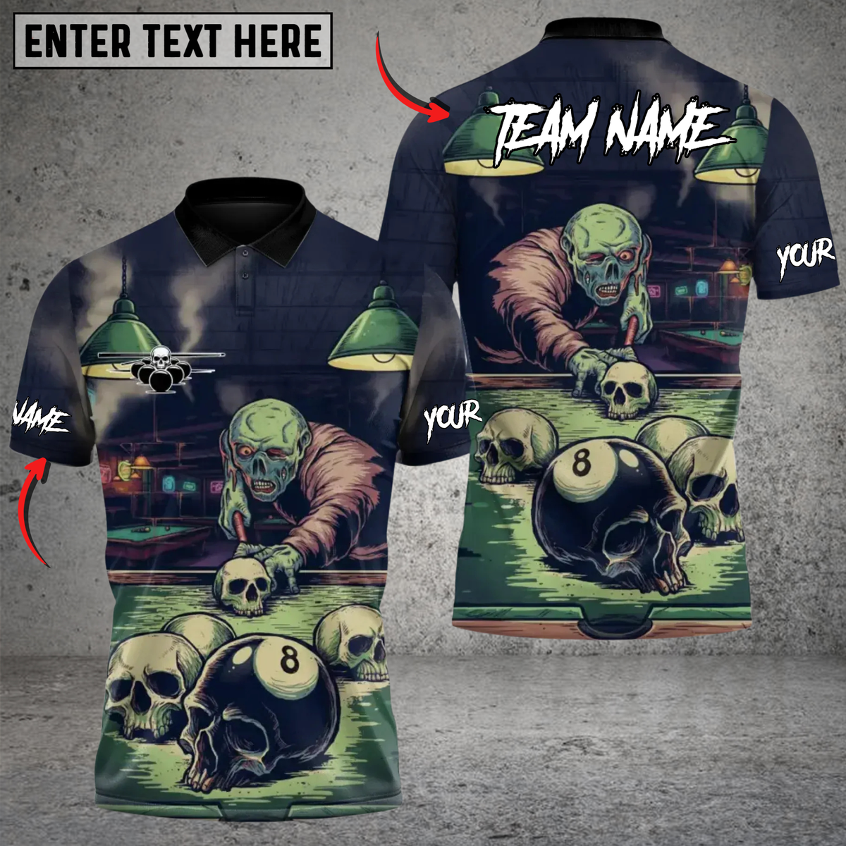 Blisscorners Billiard Undead 8-Ball Nightmare Personalized Name 3D Unisex Shirt