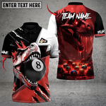 Blisscorners Billiard Crimson T-Rex Fury Personalized Name 3D Unisex Shirt