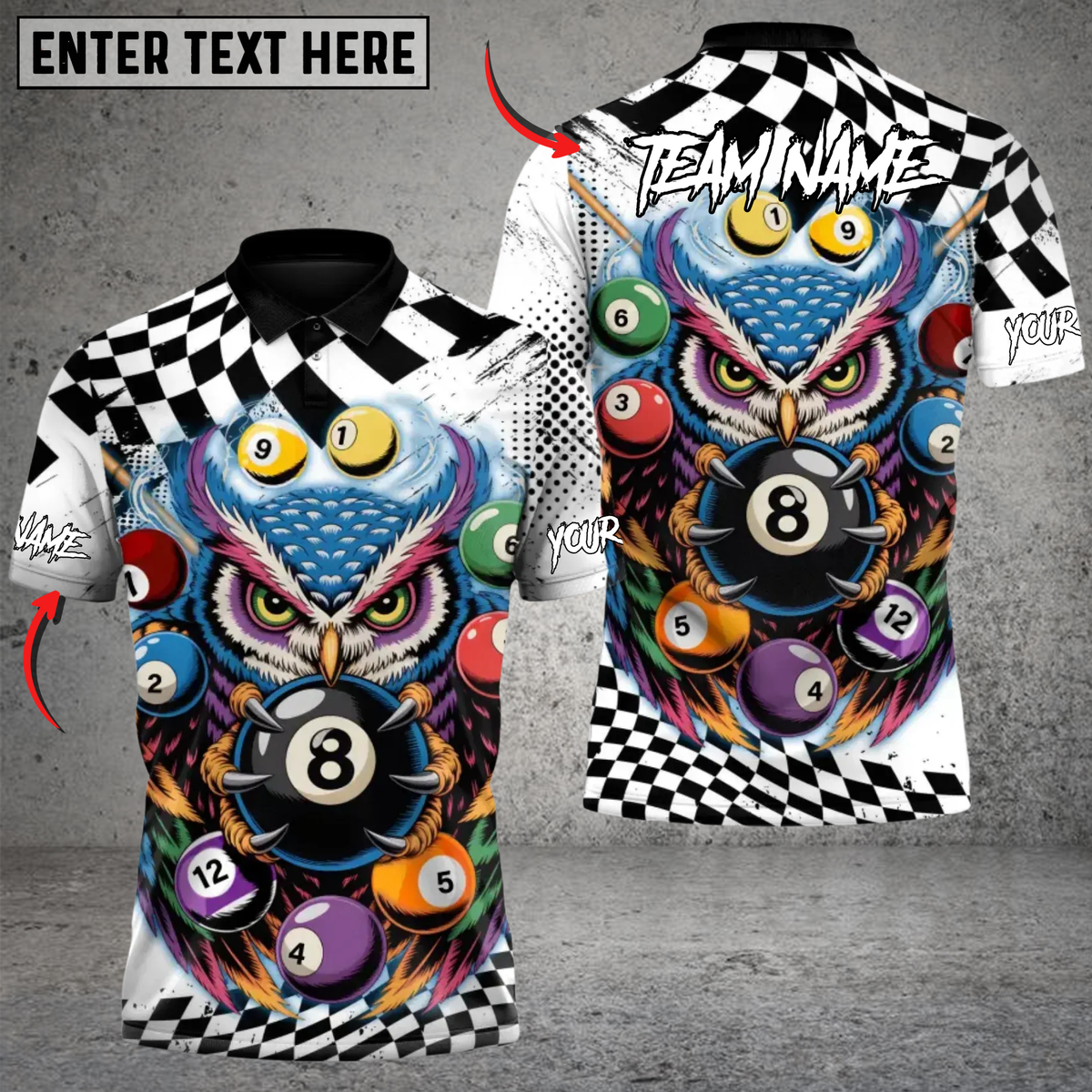 Blisscorners Billiard Mystic Owl 8-Ball Personalized Name 3D Unisex Shirt