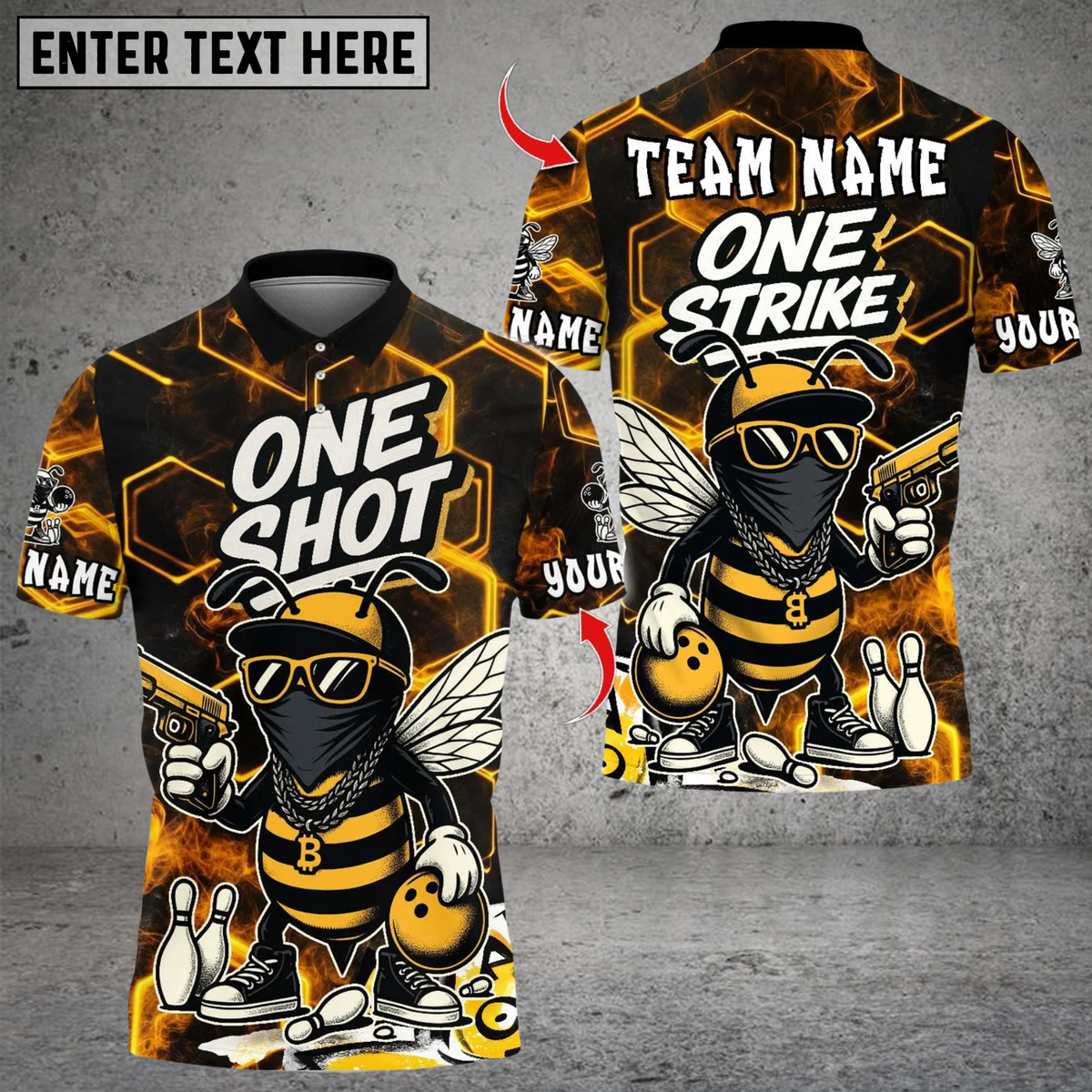 Blisscorners Bowling One Shot HipHop BeePersonalized Name 3D Unisex Shirt