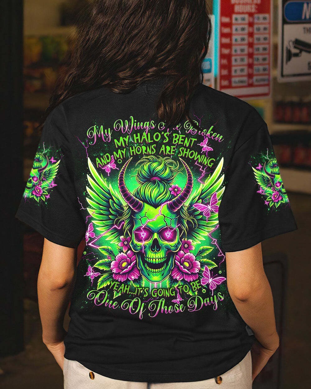 BLISSCORNERS IT'S GOING TO BE ONE OF THOSE DAYS MESSY BUN SKULL ALL OVER PRINT