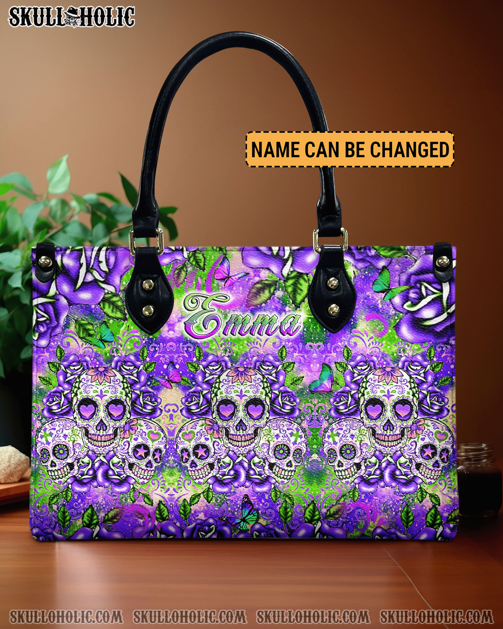 BLISSCORNERS COLORFUL SUGAR SKULLS LEATHER HANDBAG