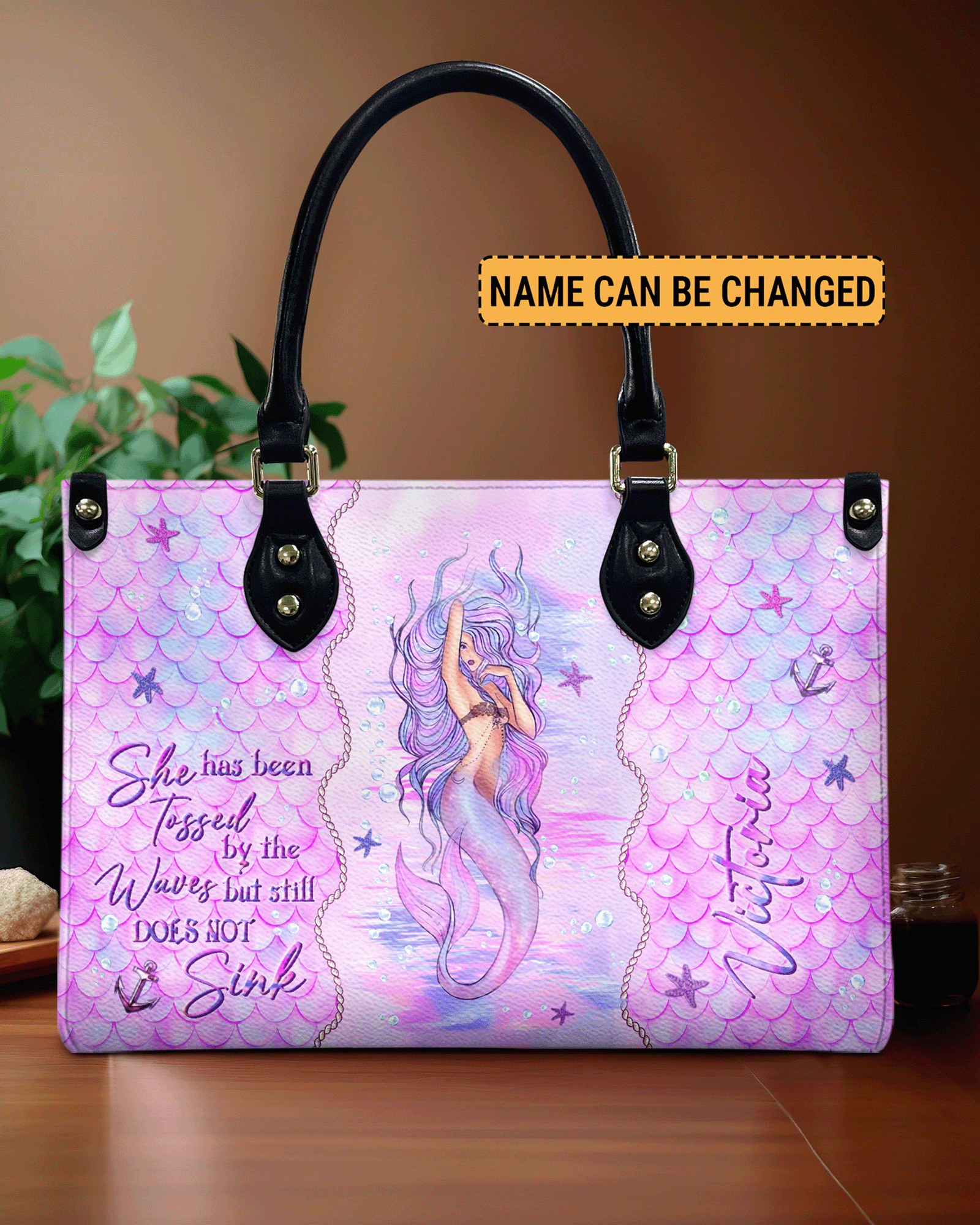 BLISSCORNERS SHE HAS BEEN TOSSED BY THE WAVES MERMAID LEATHER HANDBAG