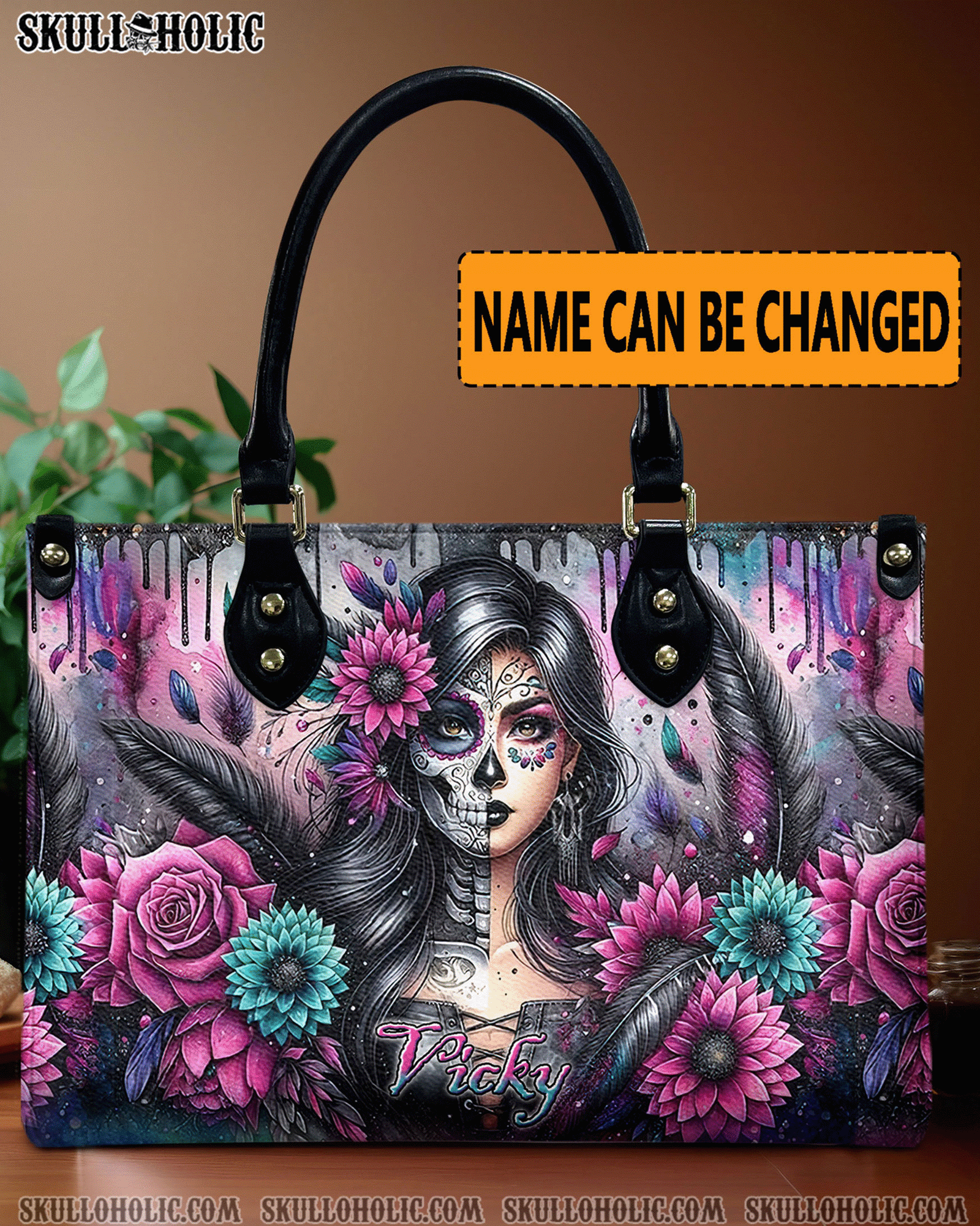 BLISSCORNERS SKULL LADY LEATHER HANDBAG