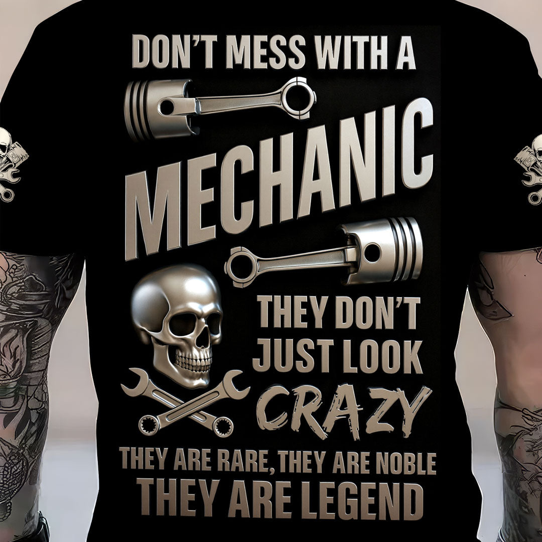 Blisscorners Funny Vintage Mechanic Shirt Don't Mess With A Mechanic Black T Shirt