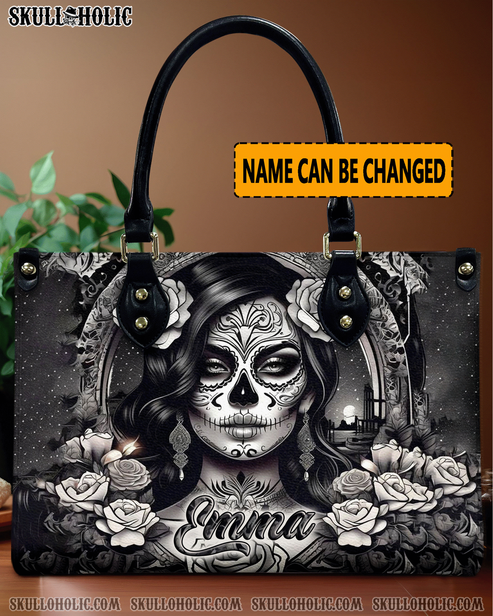 BLISSCORNERS DANGEROUS SKULL LADY LEATHER HANDBAG