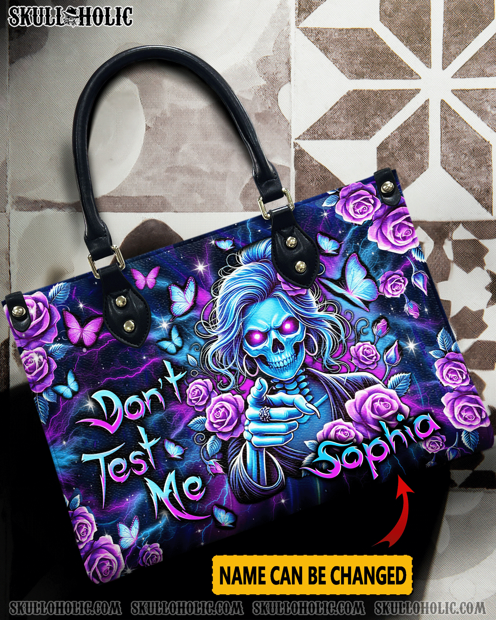 BLISSCORNERS DON’T TEST ME LEATHER HANDBAG