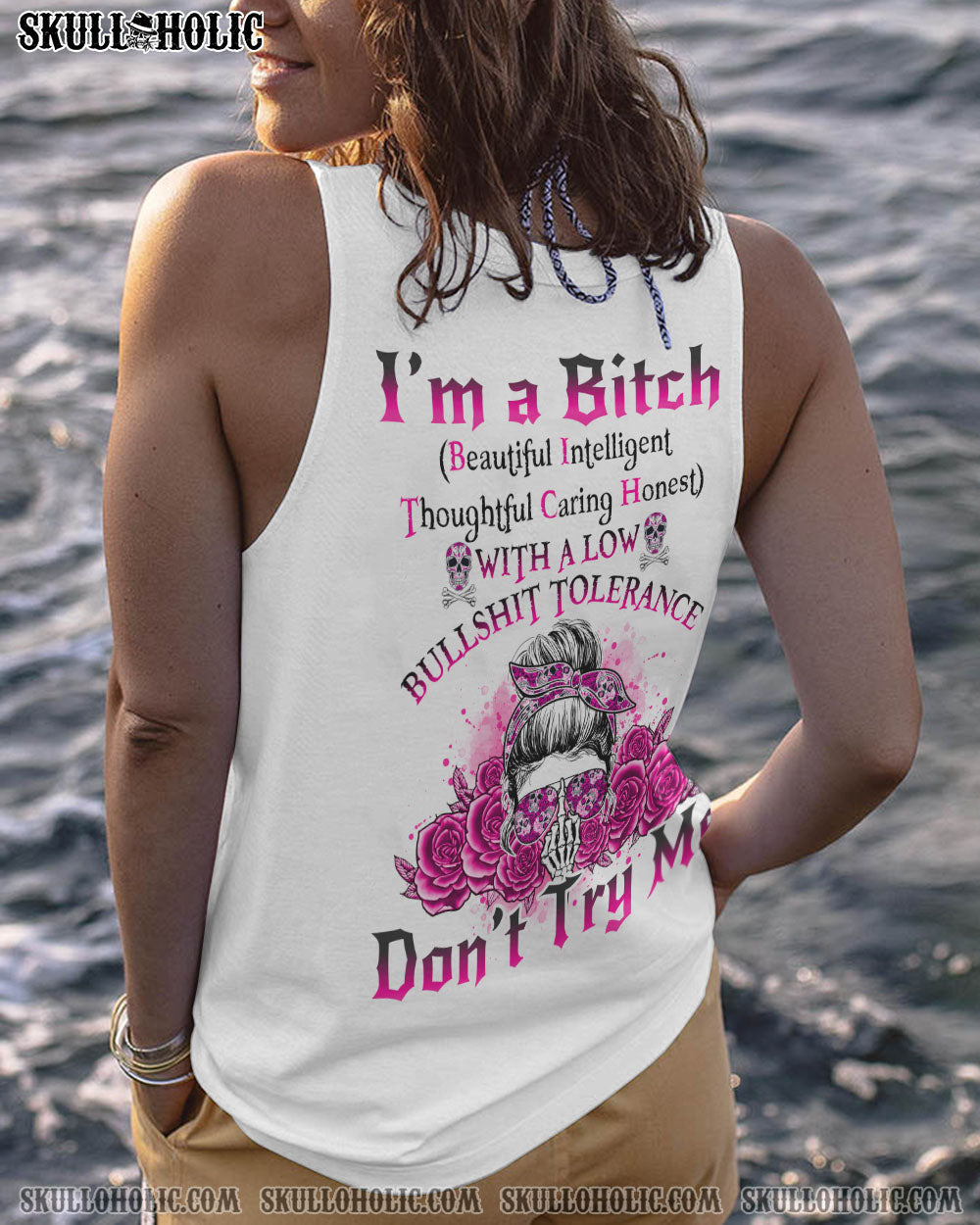 BLISSCORNERS I'M A B DON'T TRY ME ROSE MESSY BUN BLACK PHONE CASE