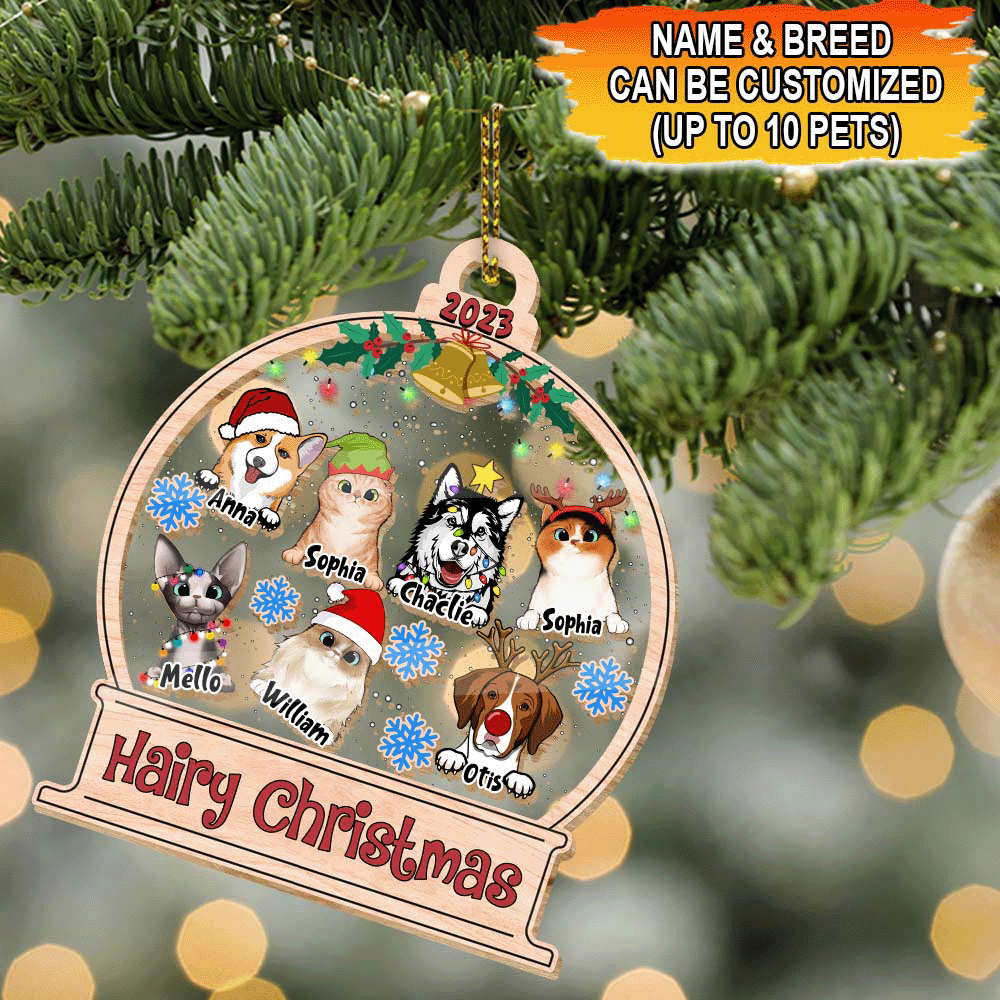 Blisscorners Personalized Ornament - Hairy Christmas - Pet Christmas - Custom Shaker Ornament2D Flat LM2111