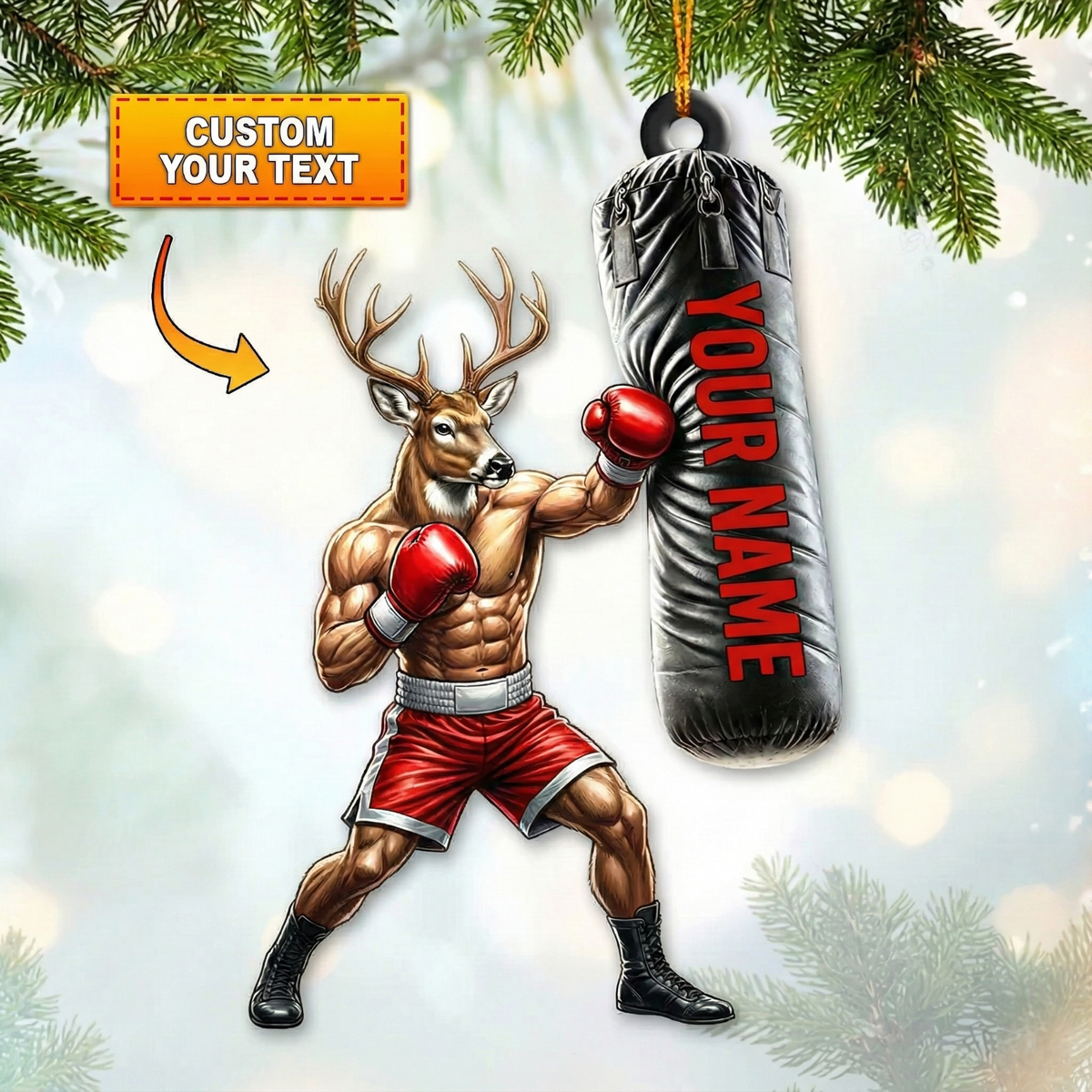 Blisscorners Personalized Scuba Diver Deer Hunting Acrylic Christmas Ornament And Keychain Custom Gift For Hunters 2D Flat