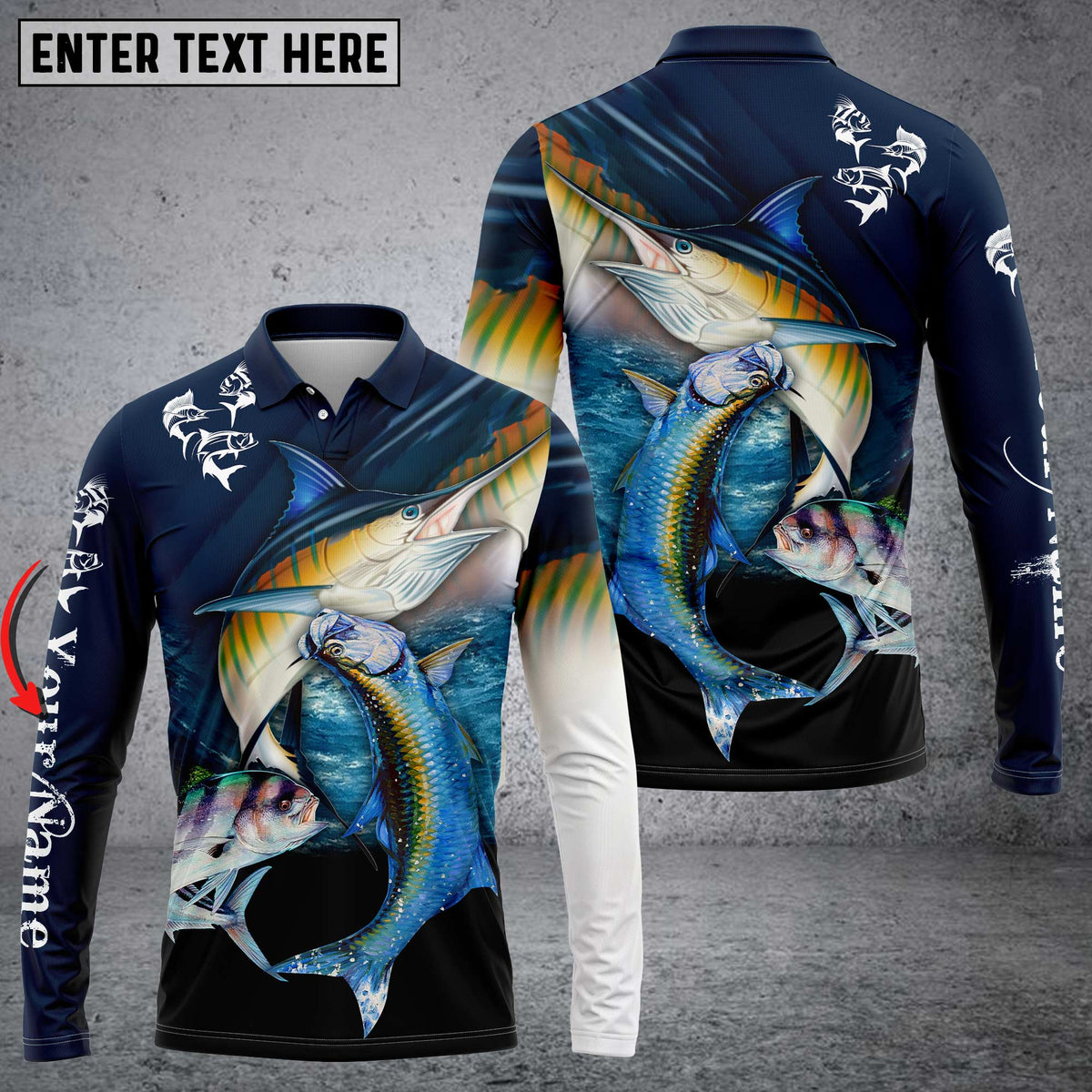 Blisscorners Fishing Atlantic Sailfish, Roosterfish, Tarpon Customize Name 3D Shirts